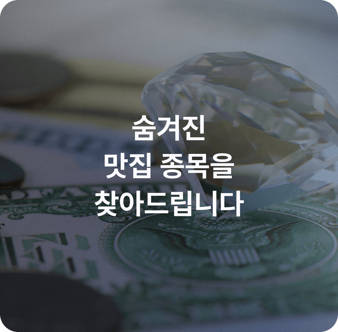 숨겨진 맛집 종목을 찾아드립니다
